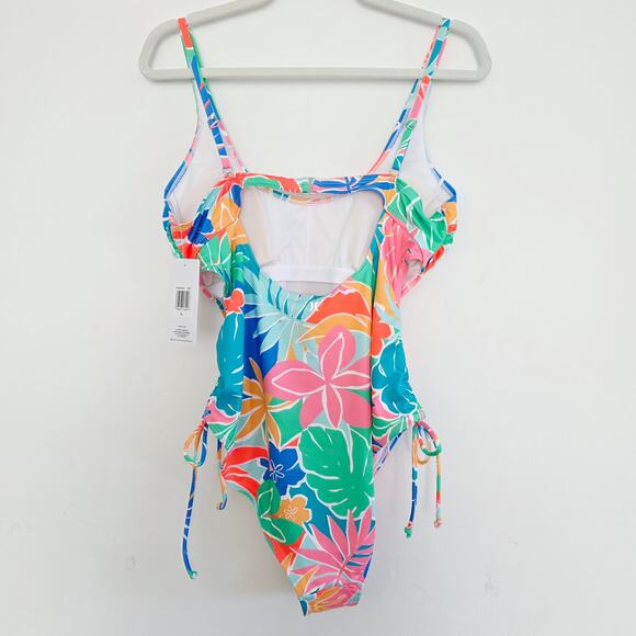 Hurley Colorful Tropical Floral Print One-Piece Cutout Swimsuit Size XL - Picture 4 of 6